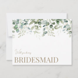 Elegant Eucalyptus wit bruidsmeisje voorstel Kaart