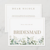 Elegant Eucalyptus wit bruidsmeisje voorstel Kaart (Voorkant / Achterkant)