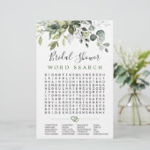 Elegant Eucalyptus Word Search Vrijgezellenfeest (Staand voorkant)