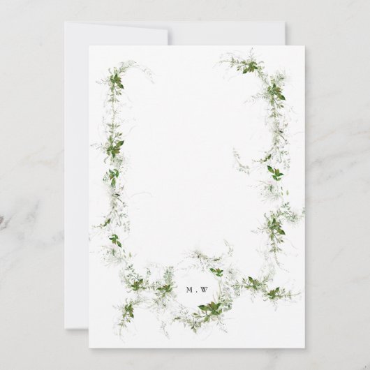 Elegant Eucalyptus Wreath Monogram Weddenschap Kaart (Achterkant)