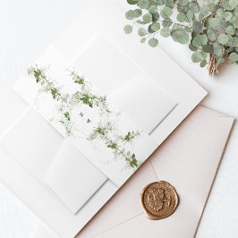 Elegant Eucalyptus Wreath Monogram Weddenschap Uitnodigingen Wikkel