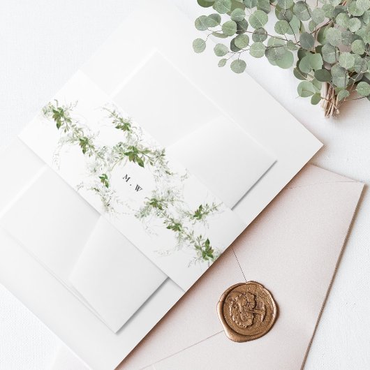Elegant Eucalyptus Wreath Monogram Weddenschap Uitnodigingen Wikkel