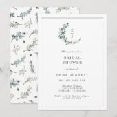 Elegant Eucalyptus Wreatmonogram Vrijgezellenfeest Kaart (Voorkant / Achterkant)