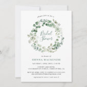 Elegant Eucalyptus Wreator Bridal Shower Invitatio Kaart (Voorkant)