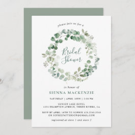 Elegant Eucalyptus Wreator Bridal Shower Invitatio Kaart