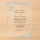 Elegant Eucalyptusblad Bruiloft  Acryl Uitnodigingen (Voorkant)
