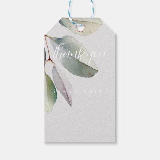 Elegant eucalyptusblad cadeaulabel (Voorkant)