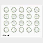 Elegant Eucalyptusblad Groene Huwelijk Ronde Sticker (Vel)
