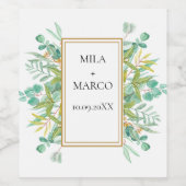 Elegant eucalyptusblad wijn etiket (Enkel label)