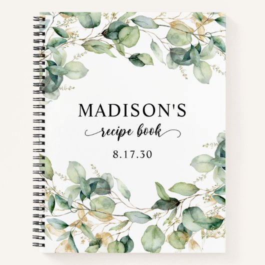 Elegant Eucalyptusbladeren Receptenboek Notitieboek (Voorkant)