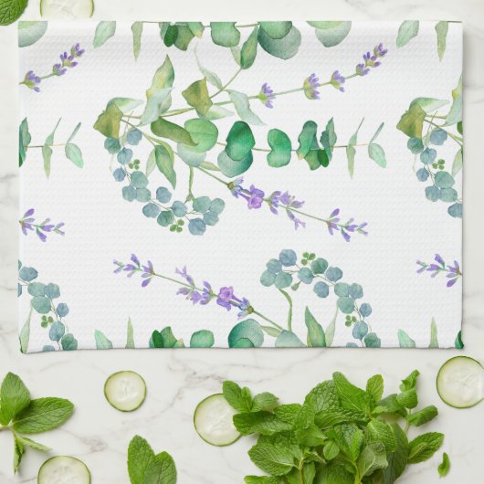 Elegant Eucalyptuspatroon waterverf Theedoek (Gevouwen)