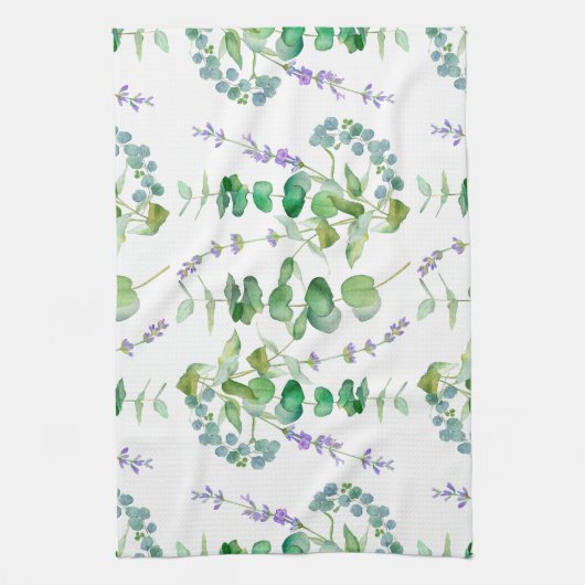 Elegant Eucalyptuspatroon waterverf Theedoek (Verticaal)