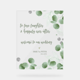 Elegant eucalyptusschrift Welkom op onze bruiloft Acryl Bord