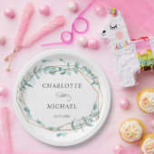 Elegant Eukalyptus Grün Gold Papieren Bordje (Feest)