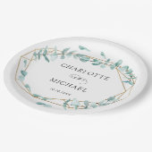 Elegant Eukalyptus Grün Gold Papieren Bordje (Gekanteld)