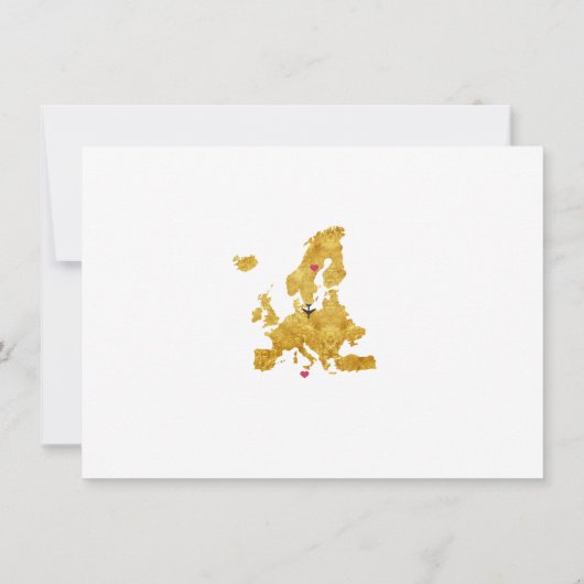 Elegant Europe Map Destination Gold Wedding Save The Date (Achterkant)