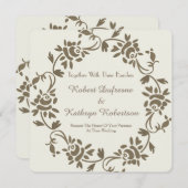 Elegant European Floral Wedding Invitation Kaart (Voorkant / Achterkant)