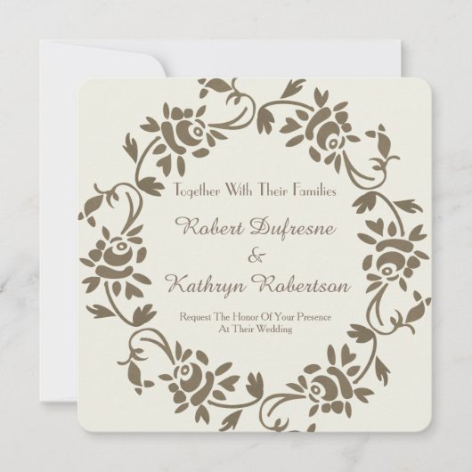Elegant European Floral Wedding Invitation Kaart (Voorkant)