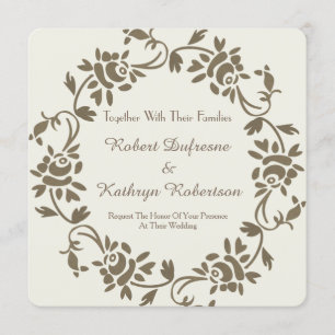 Elegant European Floral Wedding Invitation Kaart