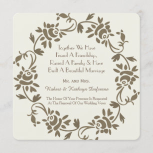Elegant European Floral Wedding Vow Renewal Invite Kaart