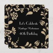 Elegant European Folk Art Birthday Kaart (Voorkant / Achterkant)