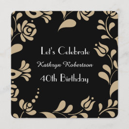 Elegant European Folk Art Birthday Kaart