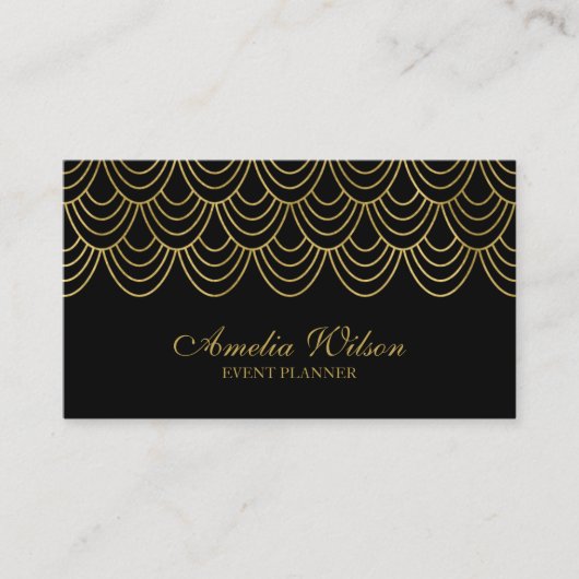 Elegant evenement zwart Faux goud geometrisch patr Visitekaartje (Voorkant)