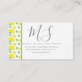 Elegant Evenementenplanner Bloemist Citroenpatroon Visitekaartje (Achterkant)