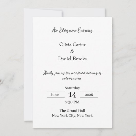 Elegant Evening Classic Wedding Invitation Kaart (Voorkant)