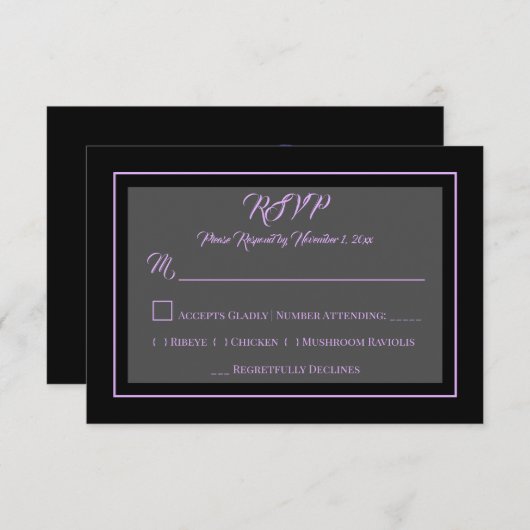 Elegant Evening RSVP Kaartje (Voorkant / Achterkant)