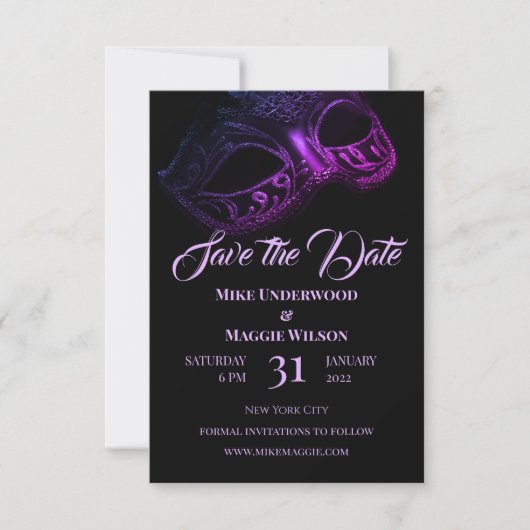 Elegant Evening Wedding Save the Date (Voorkant)