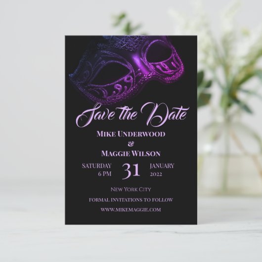 Elegant Evening Wedding Save the Date (Staand voorkant)