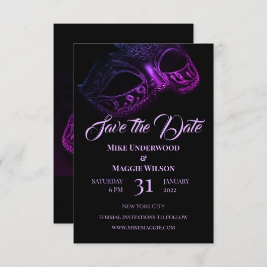 Elegant Evening Wedding Save the Date (Voorkant / Achterkant)