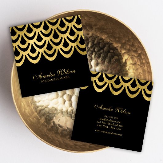 Elegant Event Planner Black Bold Geometric Vierkante Visitekaartje