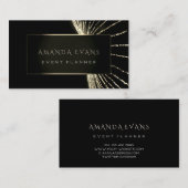 Elegant Event Planner Black Framed Golden Lights Visitekaartje (Voorkant / Achterkant)