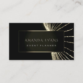 Elegant Event Planner Black Framed Golden Lights Visitekaartje