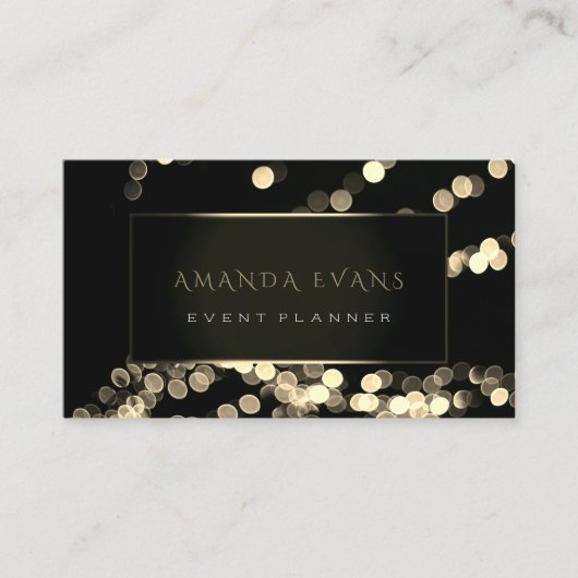 Elegant Event Planner Black Framed Spark Confetti Visitekaartje (Voorkant)