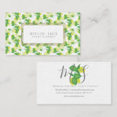 Elegant Event Planner Floral Florist Lemon Grey Visitekaartje (Voorkant / Achterkant)