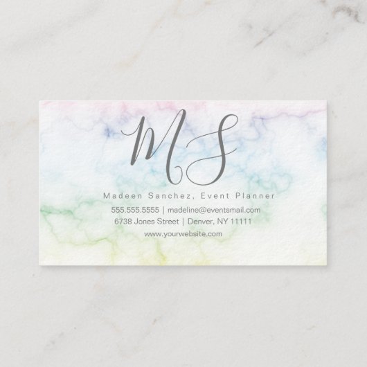 Elegant Event Planner Minimalist Rainbow Marble Visitekaartje (Achterkant)