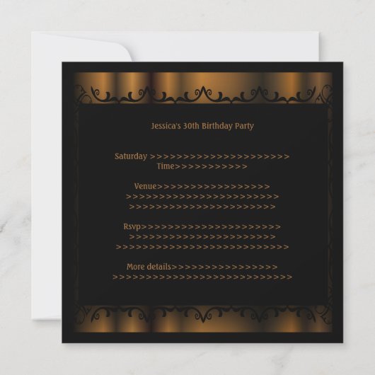 Elegant Events Chocolate Black Invitation Kaart (Achterkant)