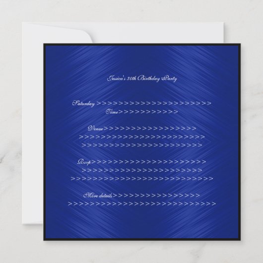 Elegant Events Cobalt Blue Pattern Black Kaart (Achterkant)