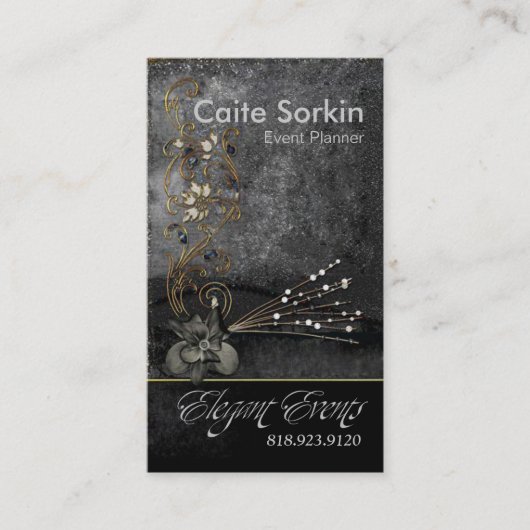 "Elegant Events" — Event Planner Party Coordinator Visitekaartje (Voorkant)