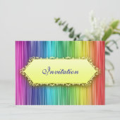 Elegant Events Rainbow Curtain Invitation Kaart (Staand voorkant)