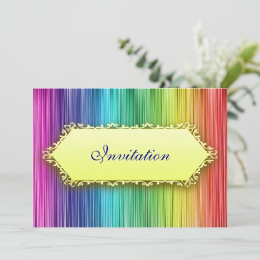 Elegant Events Rainbow Curtain Invitation Kaart (Staand voorkant)