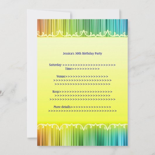 Elegant Events Rainbow Curtain Invitation Kaart (Achterkant)