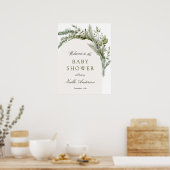 Elegant Evergreen Arch Baby shower Welkom Poster (Keuken)