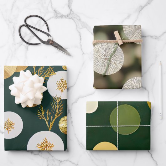 Elegant Evergreen Collection Ivory and Gold  Inpakpapier Vel (Voorkant)