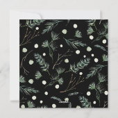 Elegant Evergreen & Cotton Flowers Photo Black Feestdagenkaart (Achterkant)