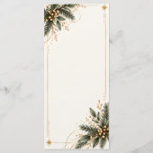 Elegant Evergreen Gold Christmas Dinner Menu (Achterkant)