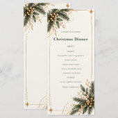 Elegant Evergreen Gold Christmas Dinner Menu (Voorkant / Achterkant)